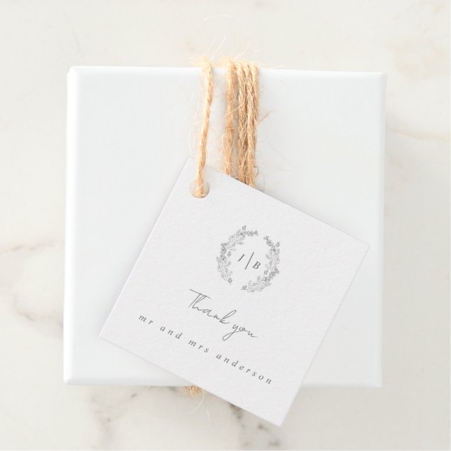 Elegant Monogram Simple Wedding Danke Geschenkanhänger (Beispiel)