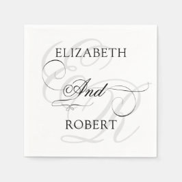 Elegant Monogram SImple White Wedding Serviette