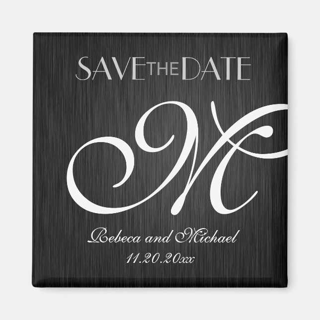 Elegant Monogram speichert die Datumsmagnete Magnet (Vorne)