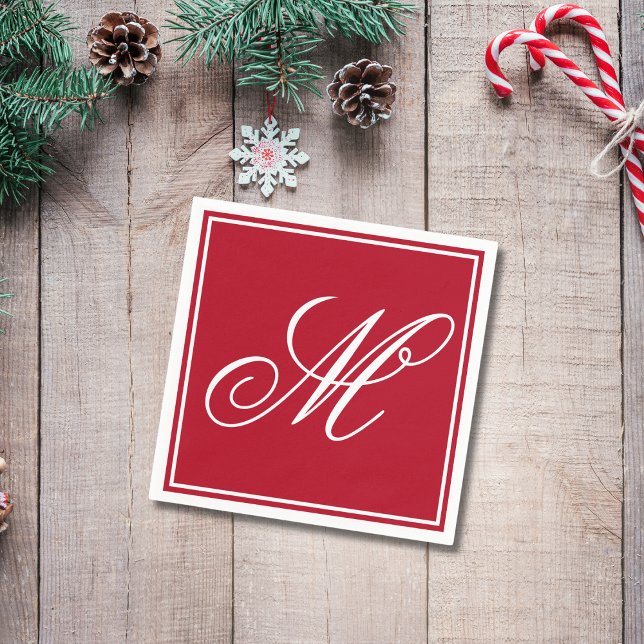 Elegant Monogram Ursprüngliches Weihnachtsfest-Par Serviette (Von Creator hochgeladen)
