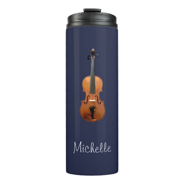 Elegant Monogram Violin Thermosbecher (Vorderseite)