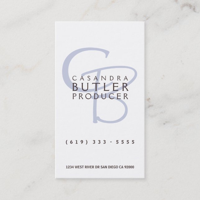 Elegant Monogram Visitenkarte (Vorderseite)