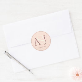 Elegant Monogram Warm Pinkish Earth Tones Wedding Runder Aufkleber