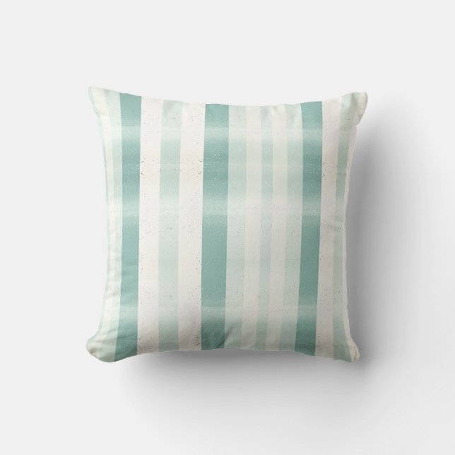 Elegant Monogram Watercolor Green Cream Stripe Kissen (Vorderseite)