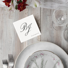 Elegant Monogram Wedding Cocktail Napkins Serviette