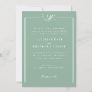 Elegant Monogram Wedding Einladung