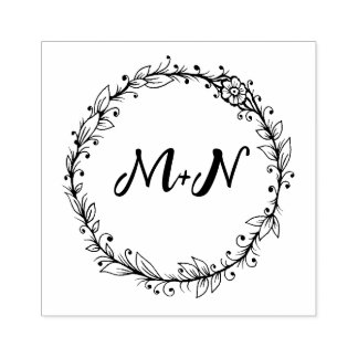 Elegant Monogram Wedding Gummistempel