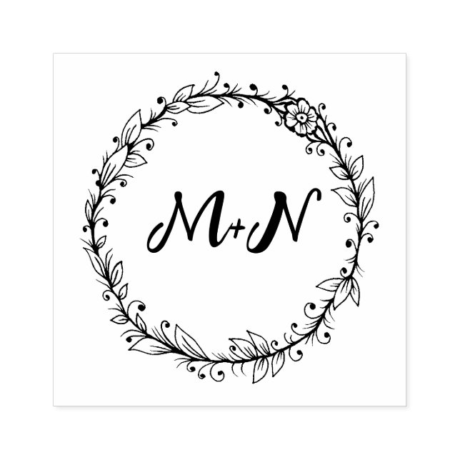 Elegant Monogram Wedding Gummistempel (Prägung)