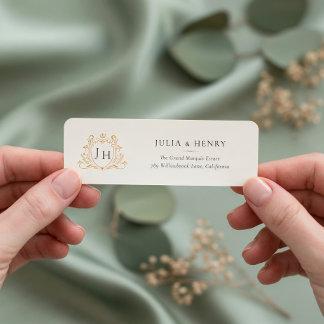 Elegant Monogram Wedding Return Address Label