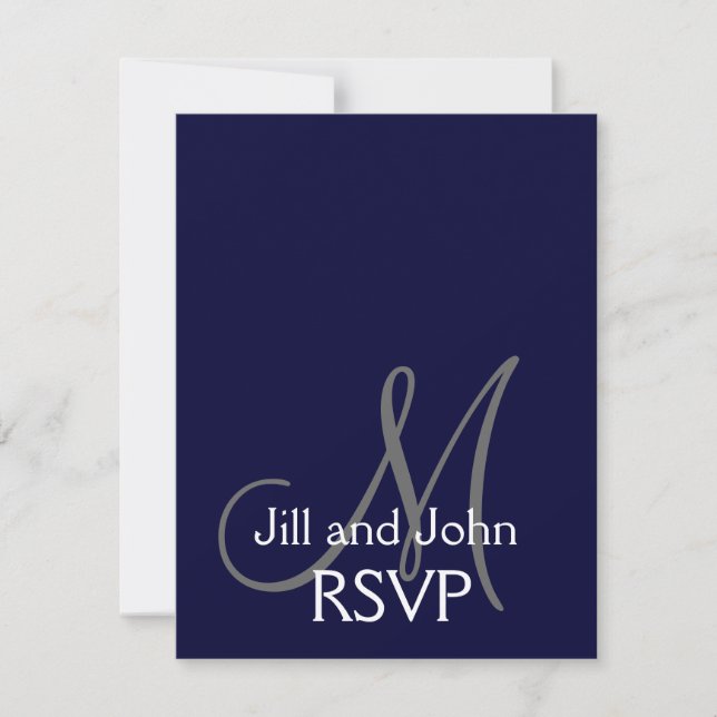 Elegant Monogram Wedding RSVP Card Grau Karte (Vorderseite)