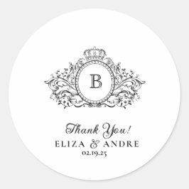 Elegant Monogram Wedding Runder Aufkleber