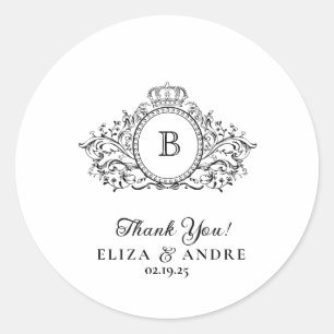 Elegant Monogram Wedding Runder Aufkleber