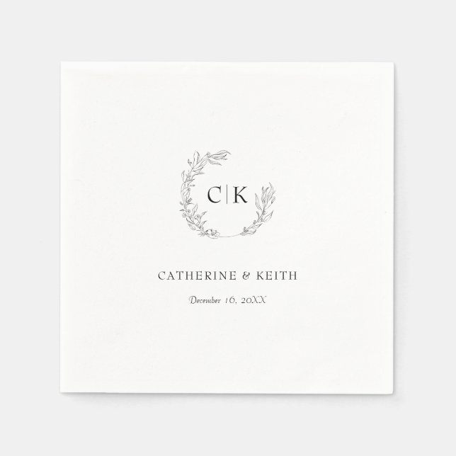 Elegant Monogram Wedding Serviette (Vorderseite)