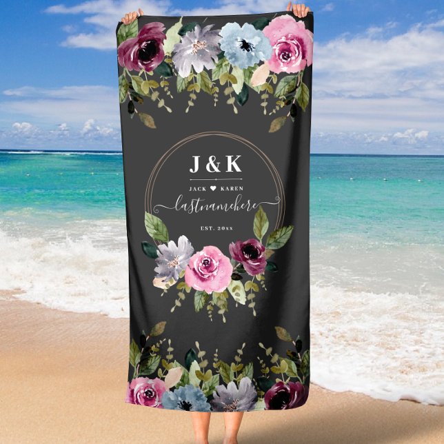 Elegant Monogram Wedding Strandtuch (Elegant Monogram Wedding Beach Towel)