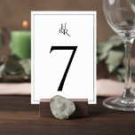 Elegant Monogram Wedding Table Number Card Tischnummer<br><div class="desc">Bring refined organization to your reception with this elegant monogram wedding table number card. Designed with a minimalist black and white aesthetic, this table sign features a bold, modern number paired with a delicate intertwined monogram for a timeless and sophisticated look. The clean layout keeps the focus on the table...</div>