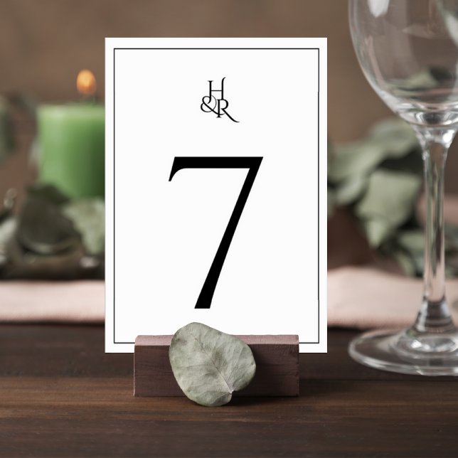 Elegant Monogram Wedding Table Number Card Tischnummer (Von Creator hochgeladen)