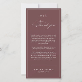 Elegant Monogram Wedding Thank You Card QR Code Dankeskarte