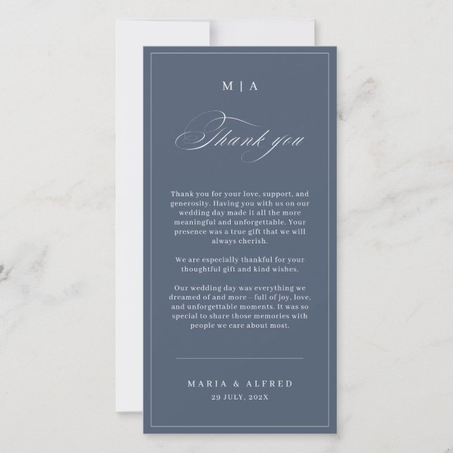 Elegant Monogram Wedding Thank You Card QR Code Dankeskarte (Vorderseite)