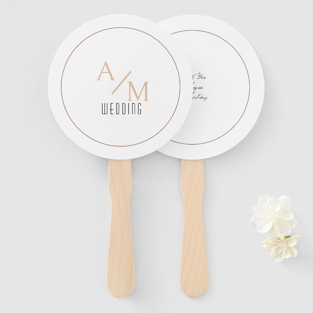 Elegant Monogram White Fächer (Vorne und Hinten)