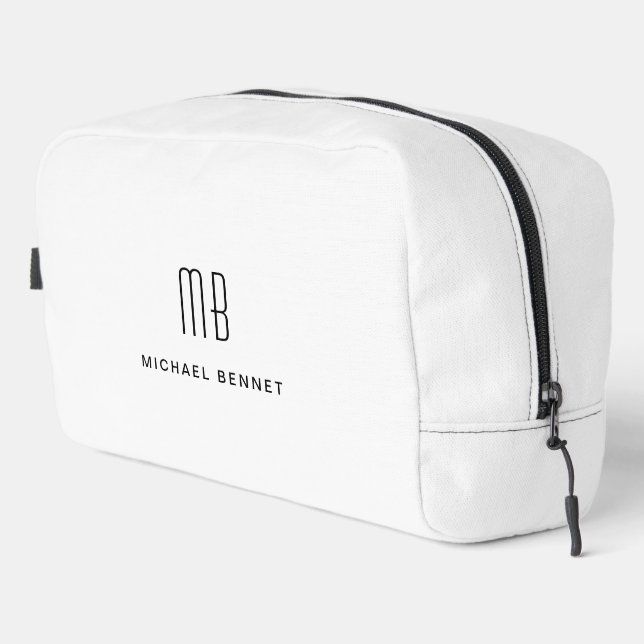 Elegant Monogram White Waschbeutel (Rechte Ecke)