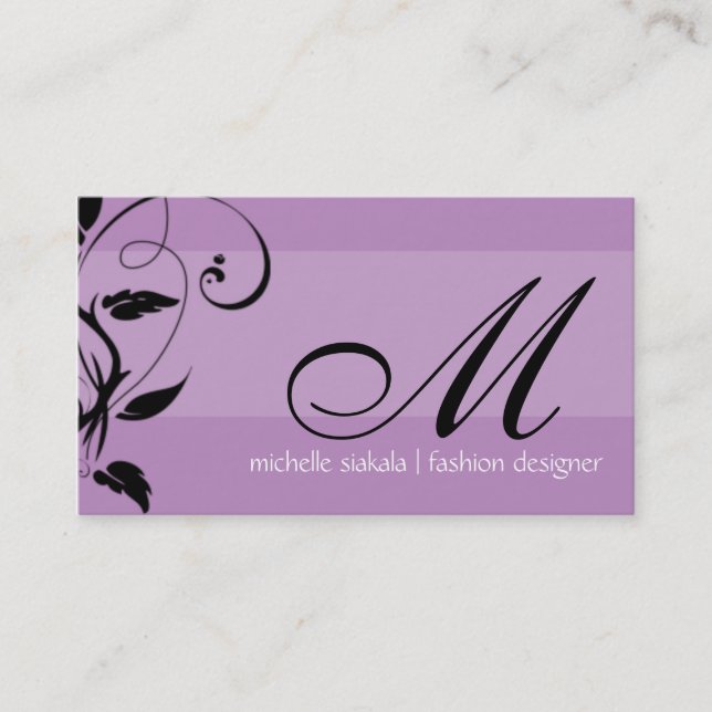 elegant; Monogramm blühen Visitenkarte (Vorderseite)