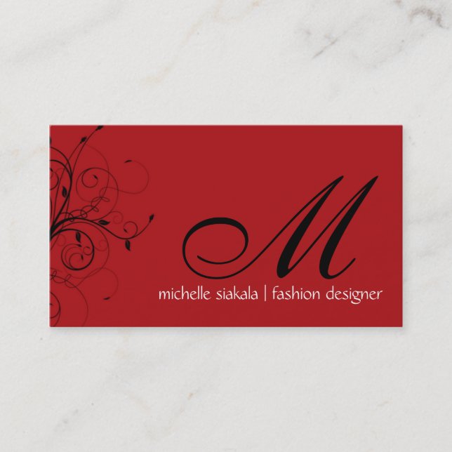 elegant; Monogramm blühen Visitenkarte (Vorderseite)
