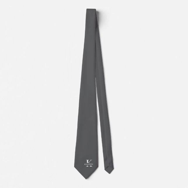 Elegant Monogramm Grau | Weiß Krawatte (Vorderseite)