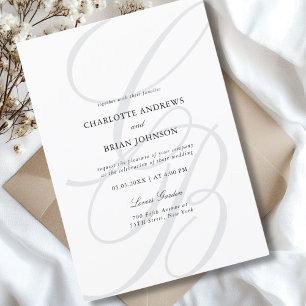 Elegant, Monogramm, Hochzeit Einladung