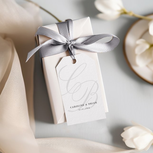 Elegant, Monogramm, Hochzeit Geschenkanhänger (Elegant, Monogram, Wedding Gift Tags)