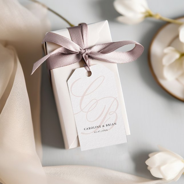 Elegant, Monogramm, Hochzeit Geschenkanhänger (Elegant, Monogram, Wedding Gift Tags)