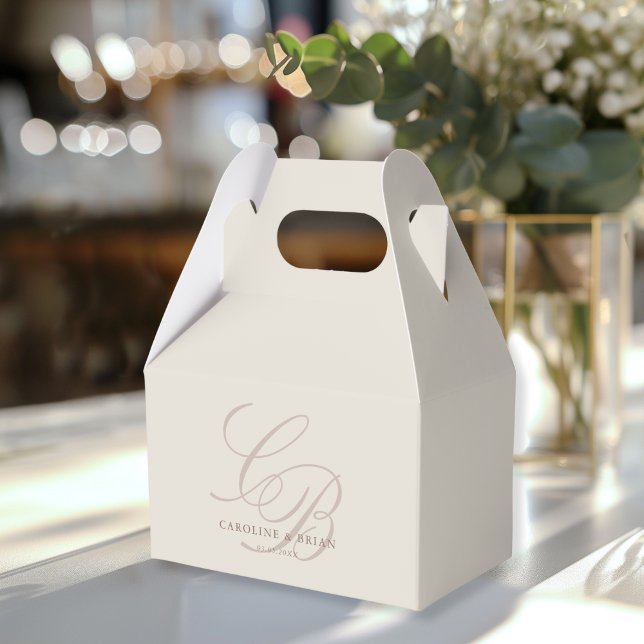 Elegant, Monogramm, Hochzeit Geschenkschachtel (Elegant, Monogram, Wedding Favor Boxes with your name and date.)