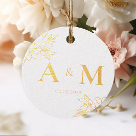 Elegant, Monogramm, Line Art Floral, Hochzeiten Geschenkanhänger