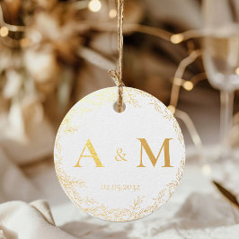 Elegant, Monogramm, Line Art Wreath, Hochzeiten Geschenkanhänger