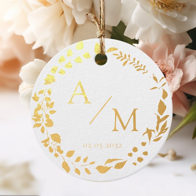Elegant, Monogramm, Line Art Wreath, Hochzeiten Geschenkanhänger (Von Creator hochgeladen)