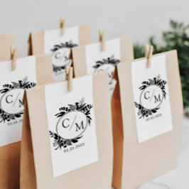 Elegant, Monogramm, Line Art Wreath, Hochzeiten Gummistempel