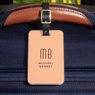 Elegant Monogramm Peach Gepäckanhänger