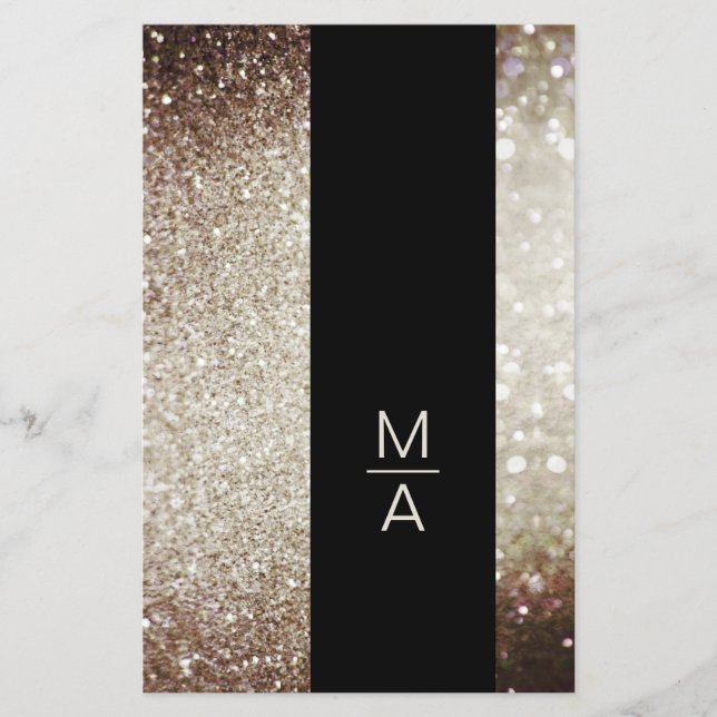 Elegant Monogramm Silber Gold Flyer (Vorne)
