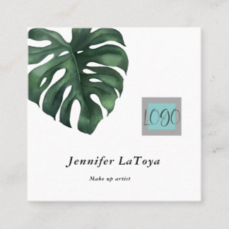 Elegant Monstera Logo  Quadratische Visitenkarte
