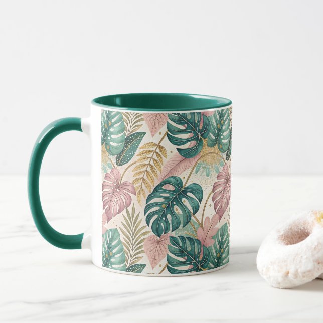 Elegant Monsteras Gold Tasse (Mit Donut)