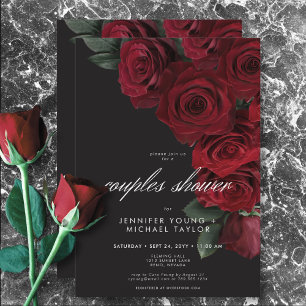 Elegant Moody Blood Rose Blumendusche Einladung