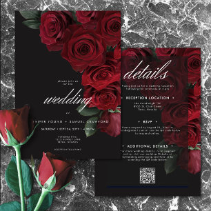 Elegant Moody Blood Rote Rosen floral Two Sided Einladung