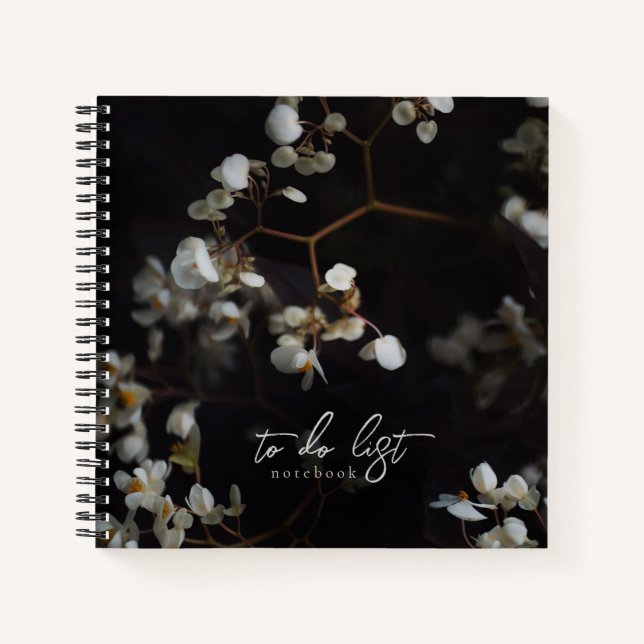 Elegant Moody Dark Floral To-Do List Notizbuch (Vorderseite)