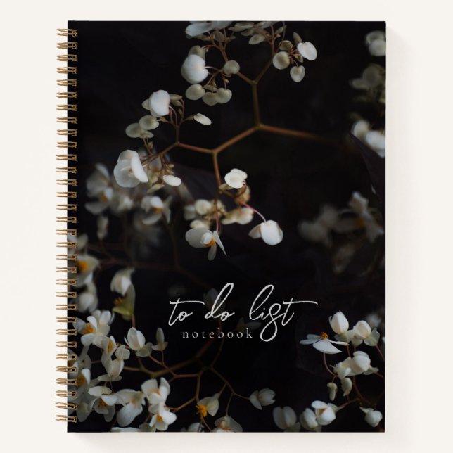 Elegant Moody Dark Floral To-Do List Notizbuch (Vorderseite)