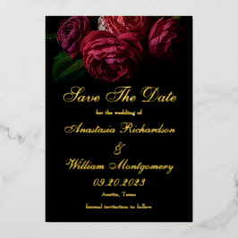 Elegant Moody Floral Wedding Save the Date Foto Folieneinladung