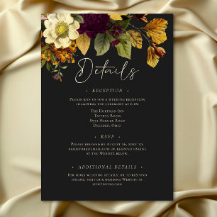 Elegant Moody Jewel Vintag Floral Wedding Begleitkarte