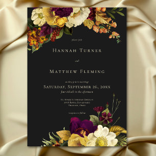 Elegant Moody Jewel Vintag Floral Wedding Einladung