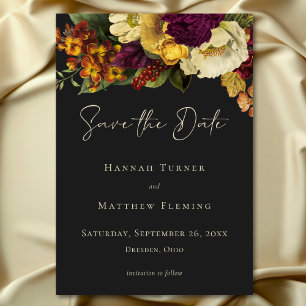 Elegant Moody Jewel Vintag Floral Wedding Save The Date