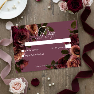 Elegant Moody Soft Rost Burgunder Blumen Keine Abe RSVP Karte