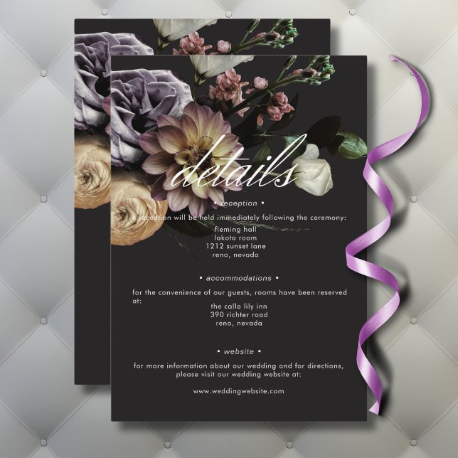 Elegant Moody Twilight Floral Details Begleitkarte (Elegant Moody Twilight Muted Floral Details Enclosure Card)