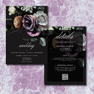 Elegant Moody Twilight floral zwei Seiten Einladung